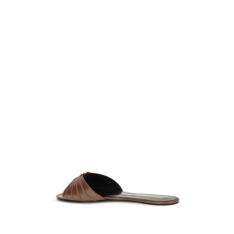 Mules Saint Laurent en cuir de veau marron