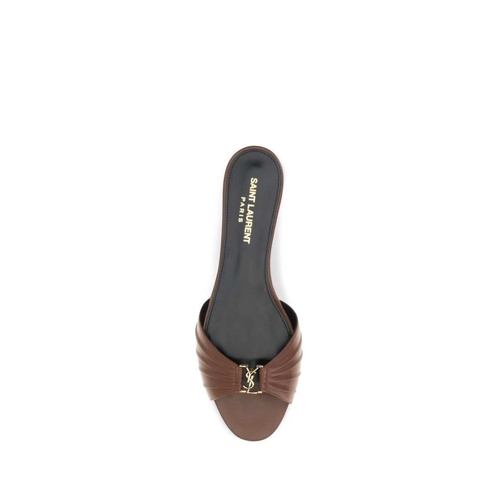 Mules Saint Laurent en cuir de veau marron