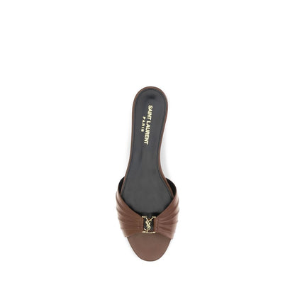Mules Saint Laurent en cuir de veau marron