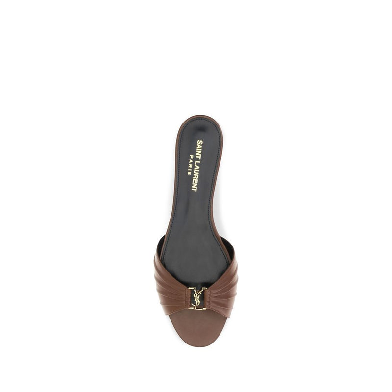 Mules Saint Laurent en cuir de veau marron