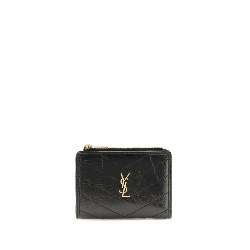 Portefeuille Bos Taurus en cuir de veau noir Saint Laurent