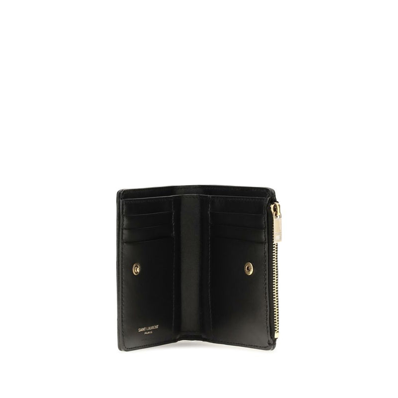 Portefeuille Bos Taurus en cuir de veau noir Saint Laurent