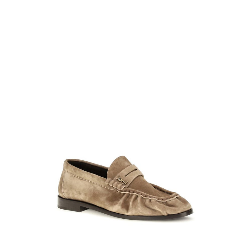 Mocassins à enfiler Saint Laurent en cuir de veau beige
