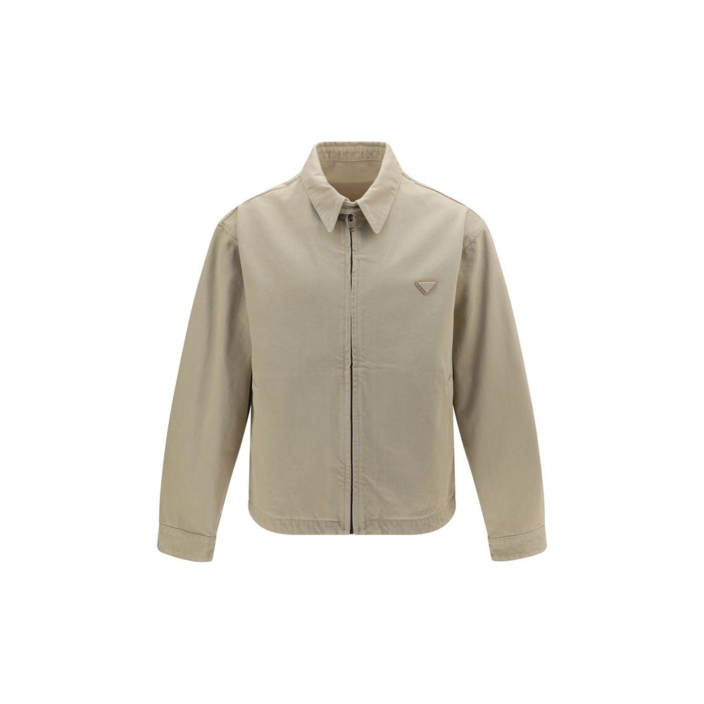 Veste en jean en coton beige Prada