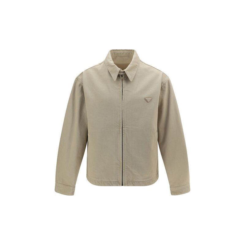 Veste en jean en coton beige Prada