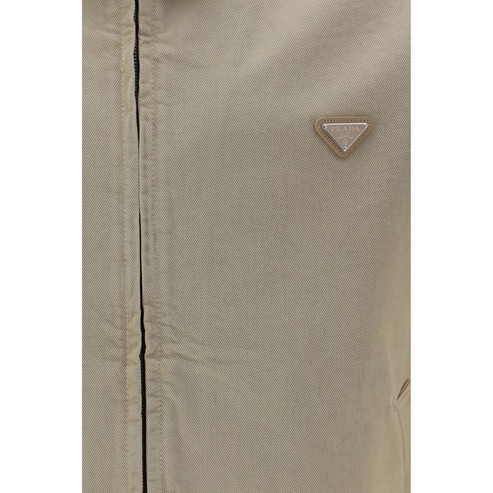 Veste en jean en coton beige Prada