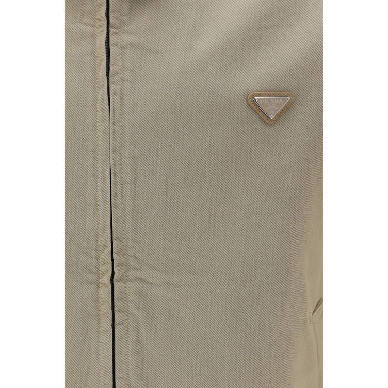 Veste en jean en coton beige Prada