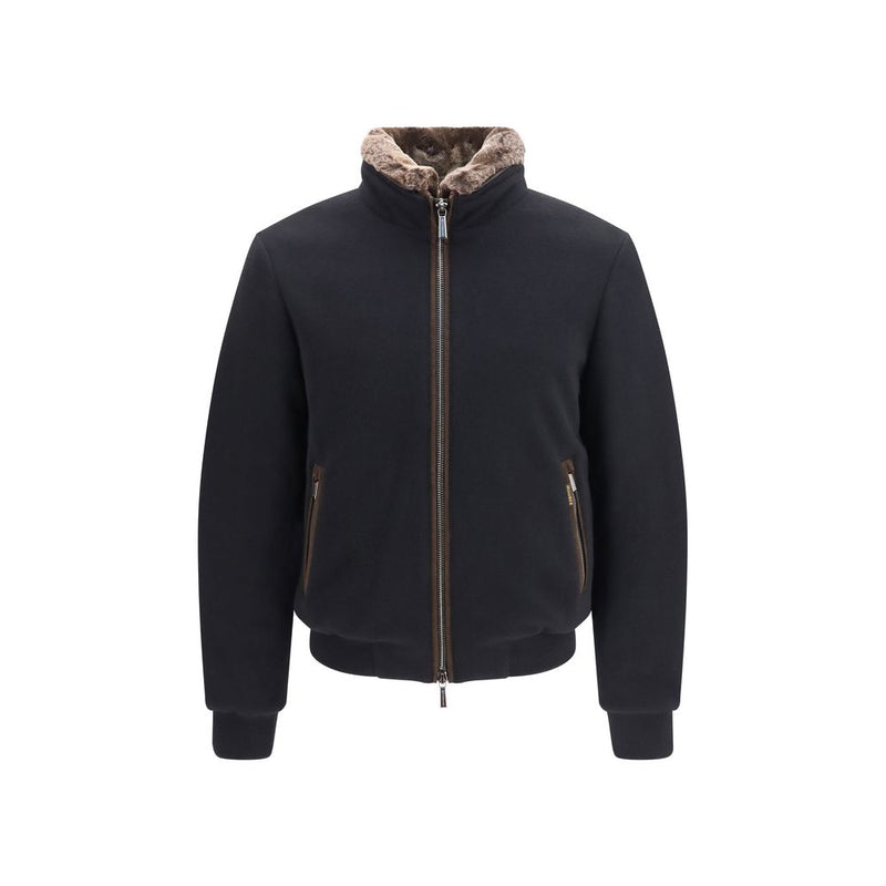 Blouson bombardier MooRER noir en cachemire
