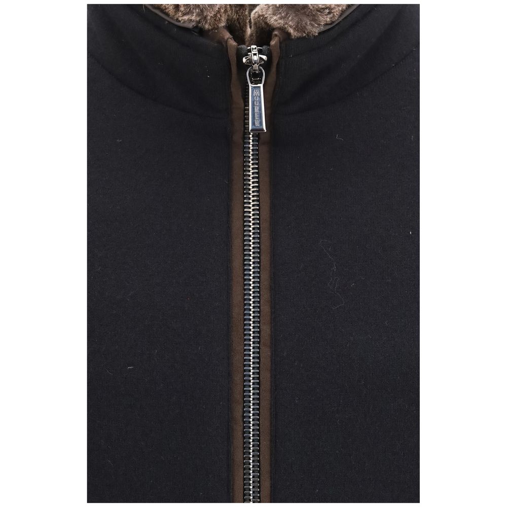 Blouson bombardier MooRER noir en cachemire