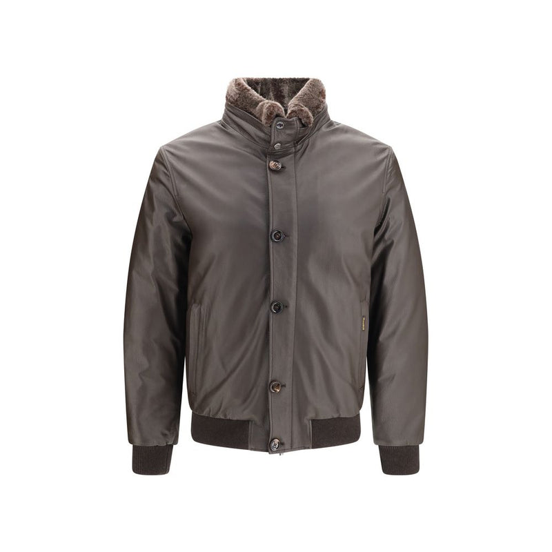 Veste longue en cuir marron MooRER