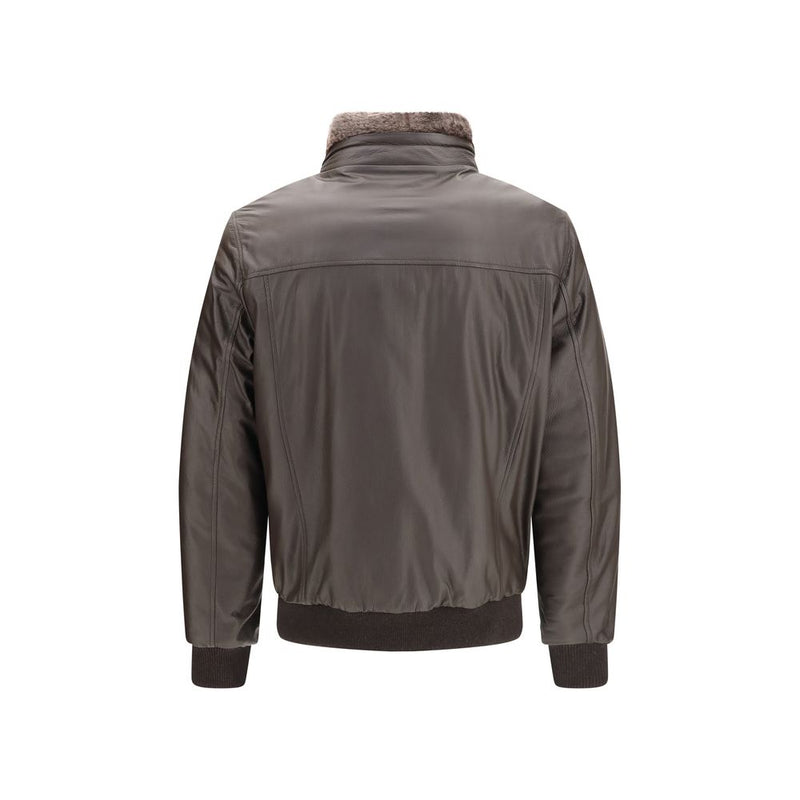 Veste longue en cuir marron MooRER