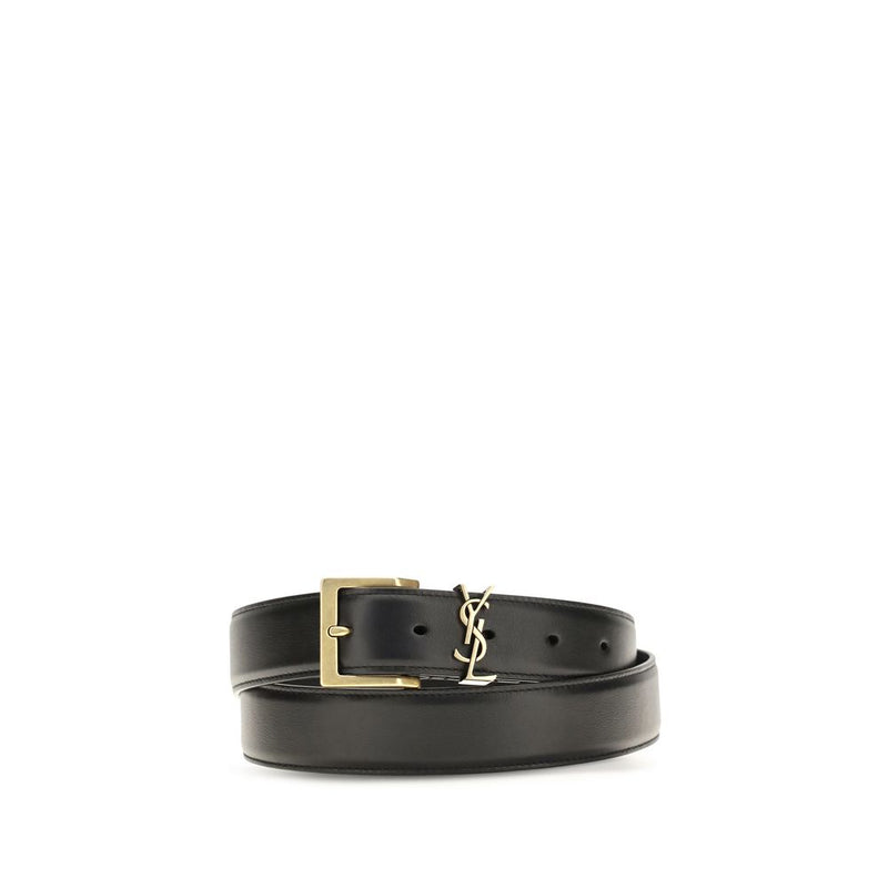 Ceinture Saint Laurent Bos Taurus Regular en cuir de veau noir