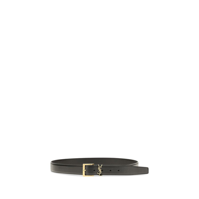 Ceinture Saint Laurent Bos Taurus Regular en cuir de veau noir