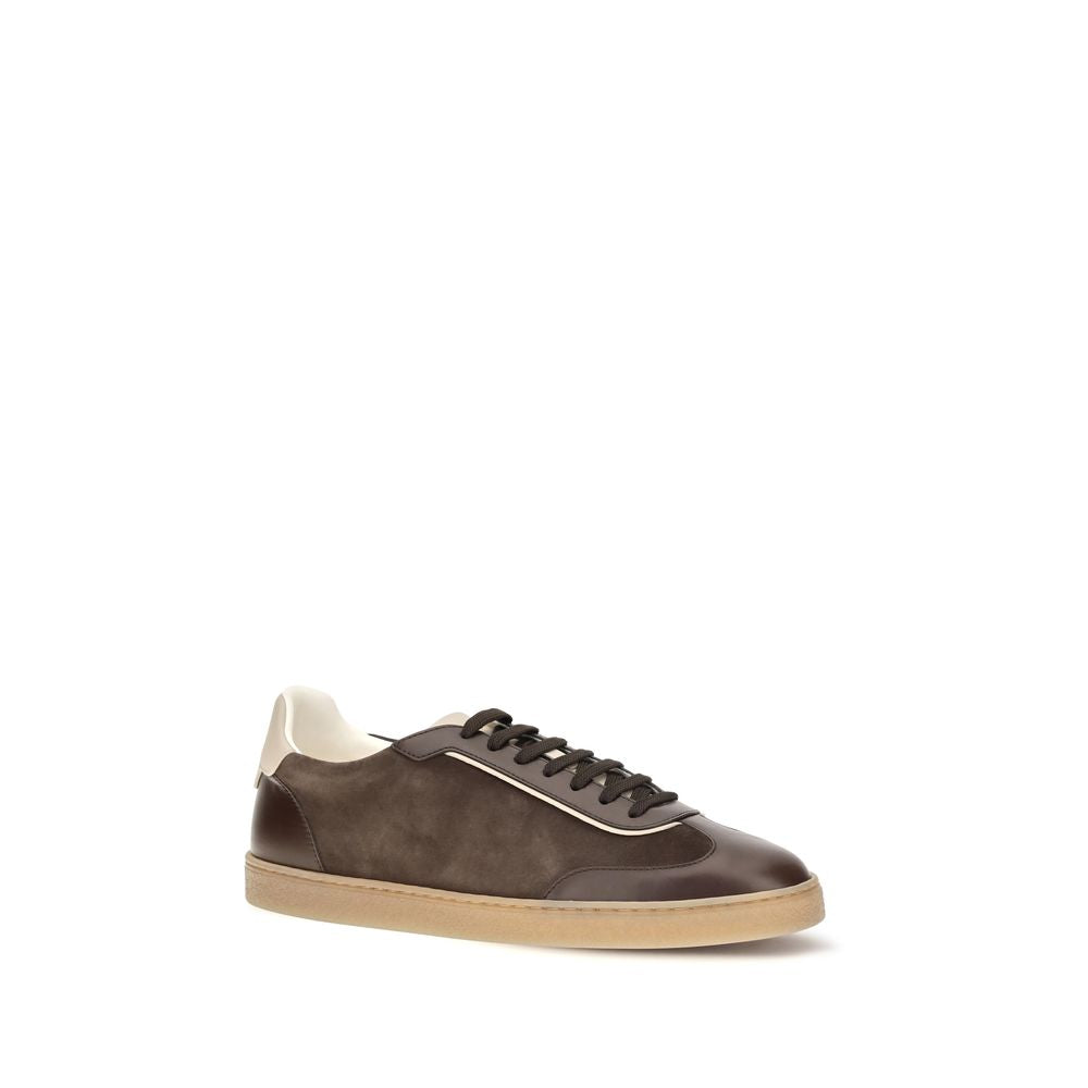Baskets basses Brunello Cucinelli en cuir de veau marron