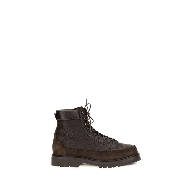 Bottes à lacets Brunello Cucinelli marron en cuir de cerf