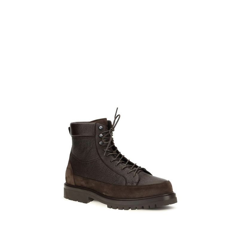 Bottes à lacets Brunello Cucinelli marron en cuir de cerf