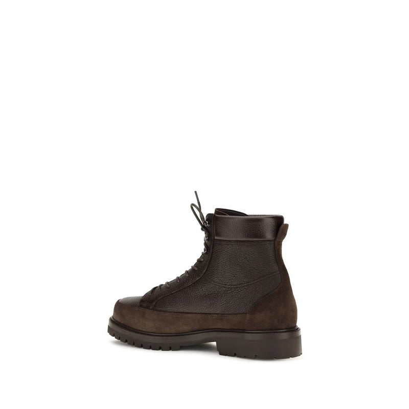 Bottes à lacets Brunello Cucinelli marron en cuir de cerf
