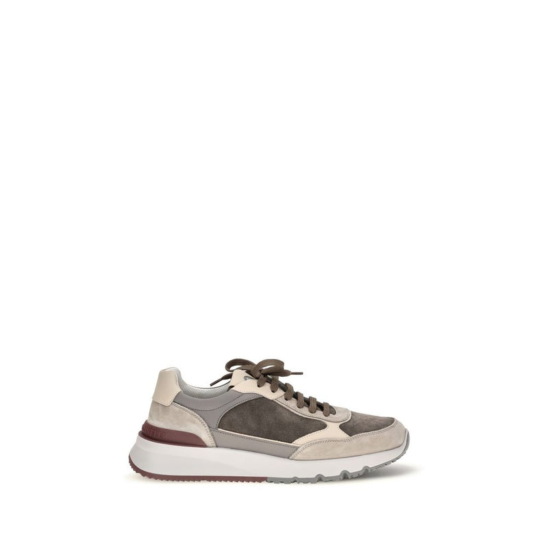 Baskets Chunky Brunello Cucinelli en Cuir de Veau Gris Bos Taurus