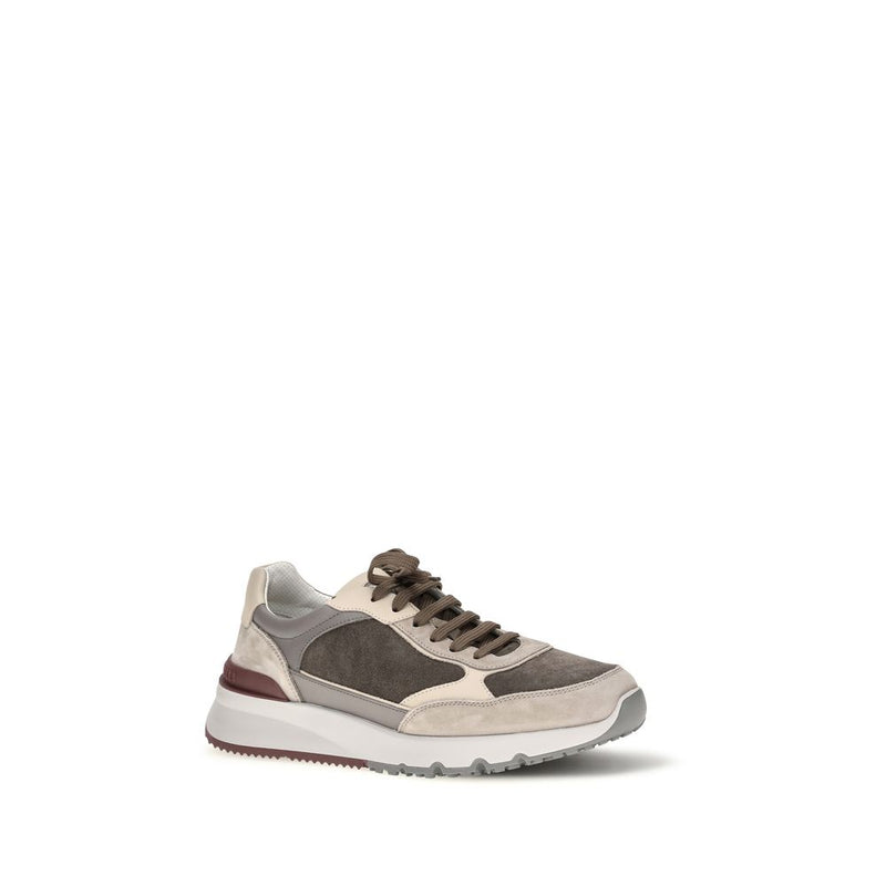 Baskets Chunky Brunello Cucinelli en Cuir de Veau Gris Bos Taurus