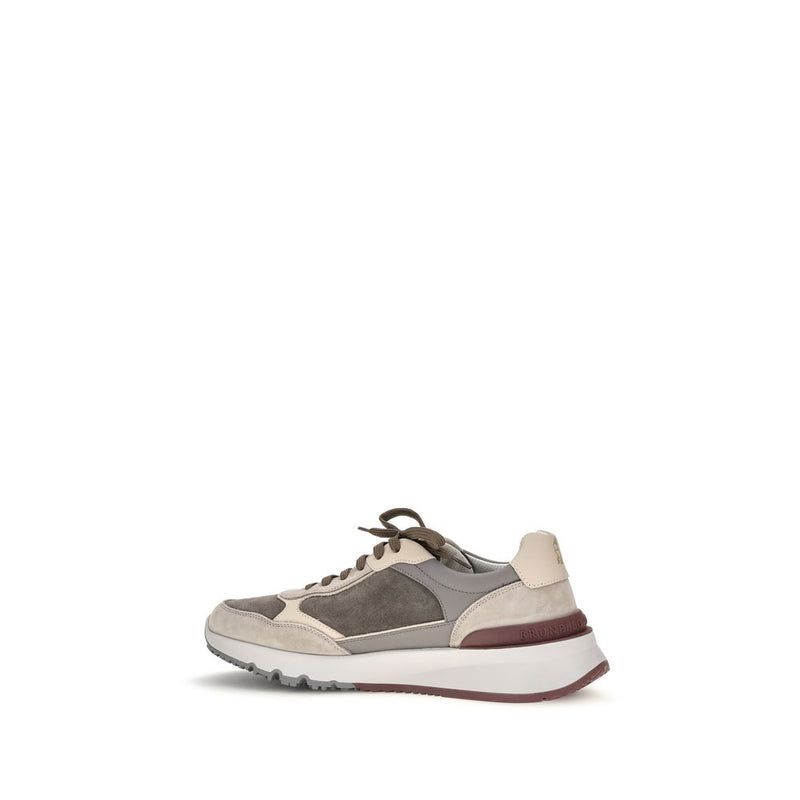 Baskets Chunky Brunello Cucinelli en Cuir de Veau Gris Bos Taurus