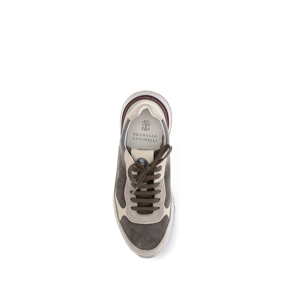 Baskets Chunky Brunello Cucinelli en Cuir de Veau Gris Bos Taurus
