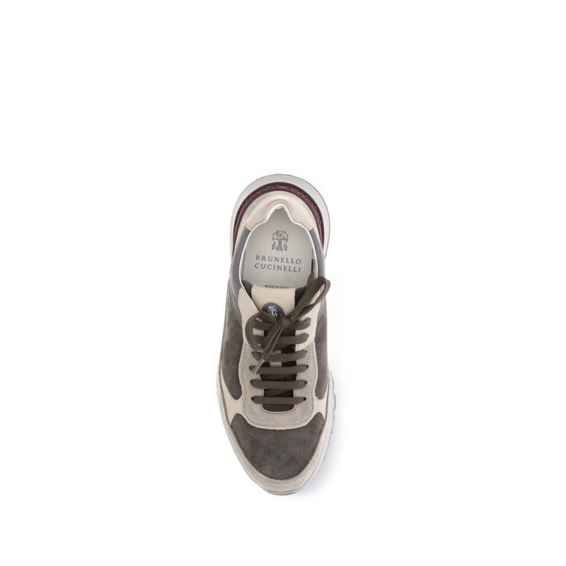 Baskets Chunky Brunello Cucinelli en Cuir de Veau Gris Bos Taurus