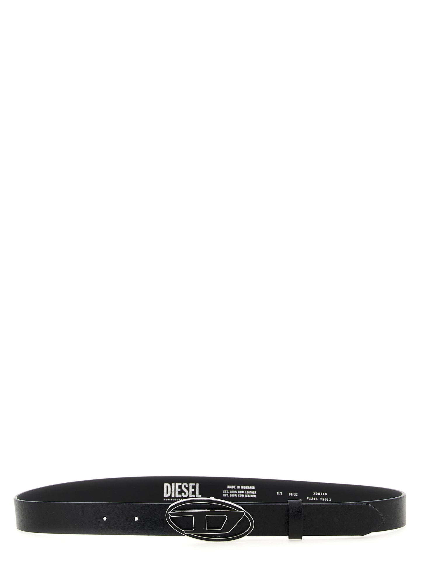Ceinture Diesel noire en autres fibres, coupe droite