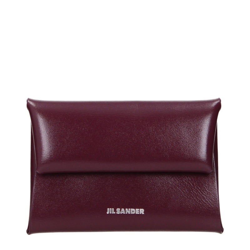 Portefeuille en cuir rouge Jil Sander
