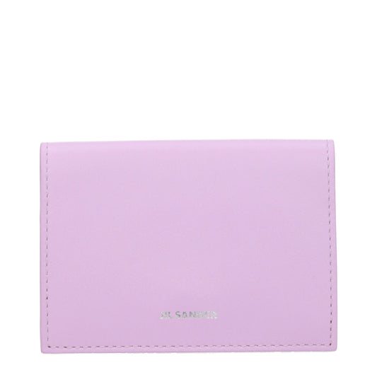 Porte-cartes en cuir rose Jil Sander