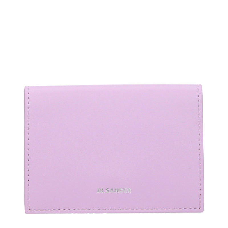 Porte-cartes en cuir rose Jil Sander