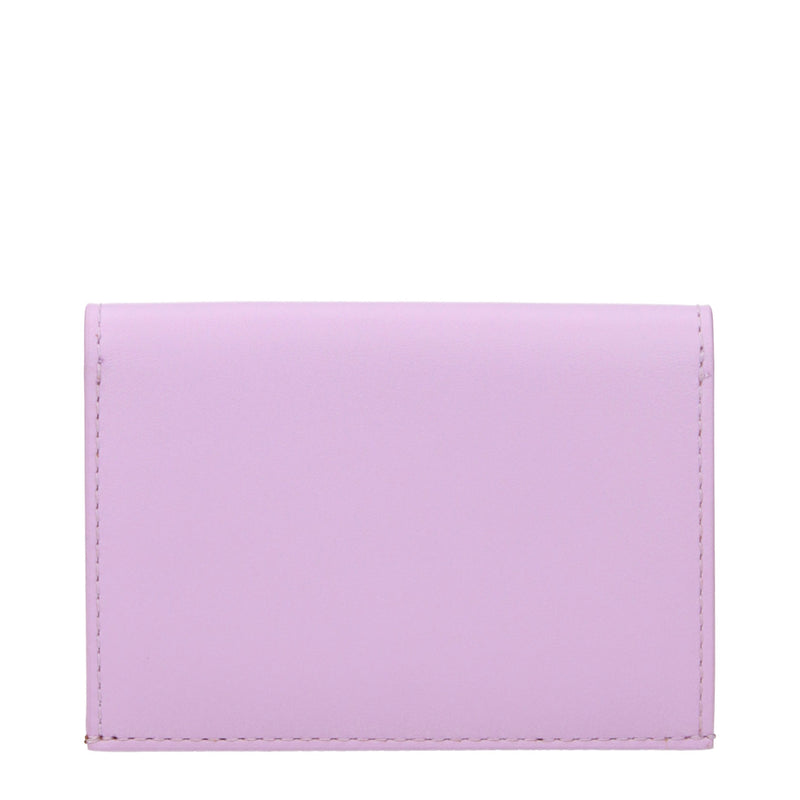Porte-cartes en cuir rose Jil Sander