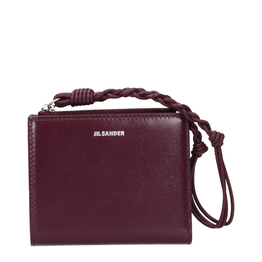 Portefeuille en cuir rouge Jil Sander