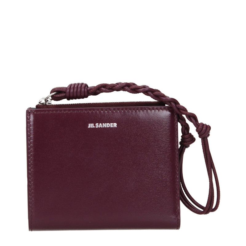 Portefeuille en cuir rouge Jil Sander