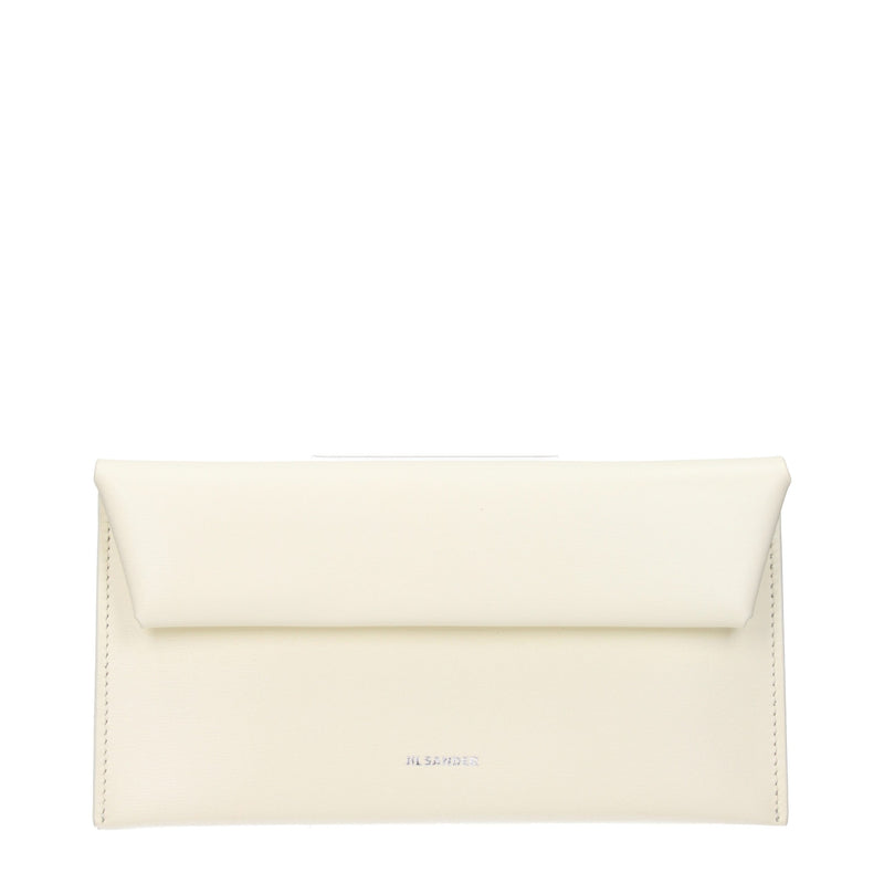 Portefeuille en cuir beige Jil Sander