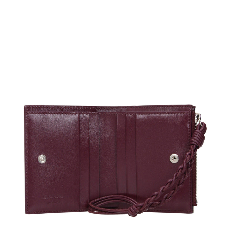 Portefeuille en cuir rouge Jil Sander