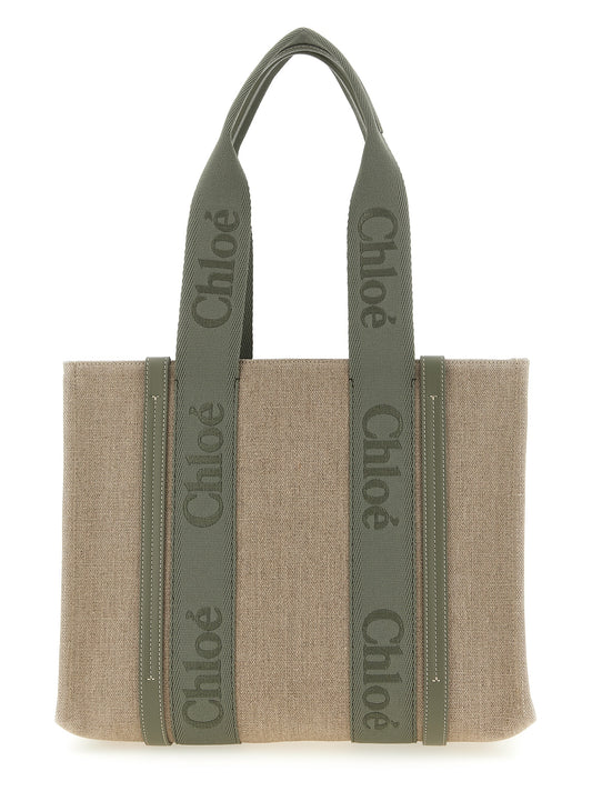 Sac cabas en lin bicolore Chloé