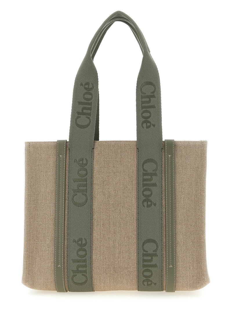 Sac cabas en lin bicolore Chloé