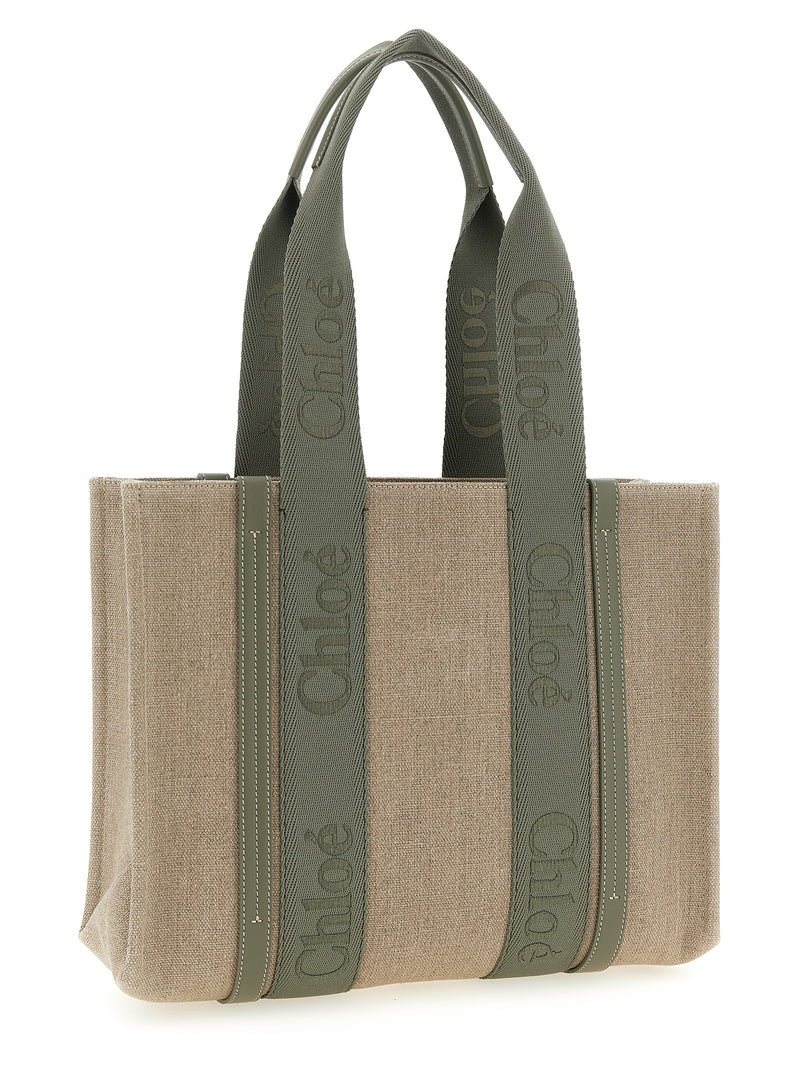 Sac cabas en lin bicolore Chloé