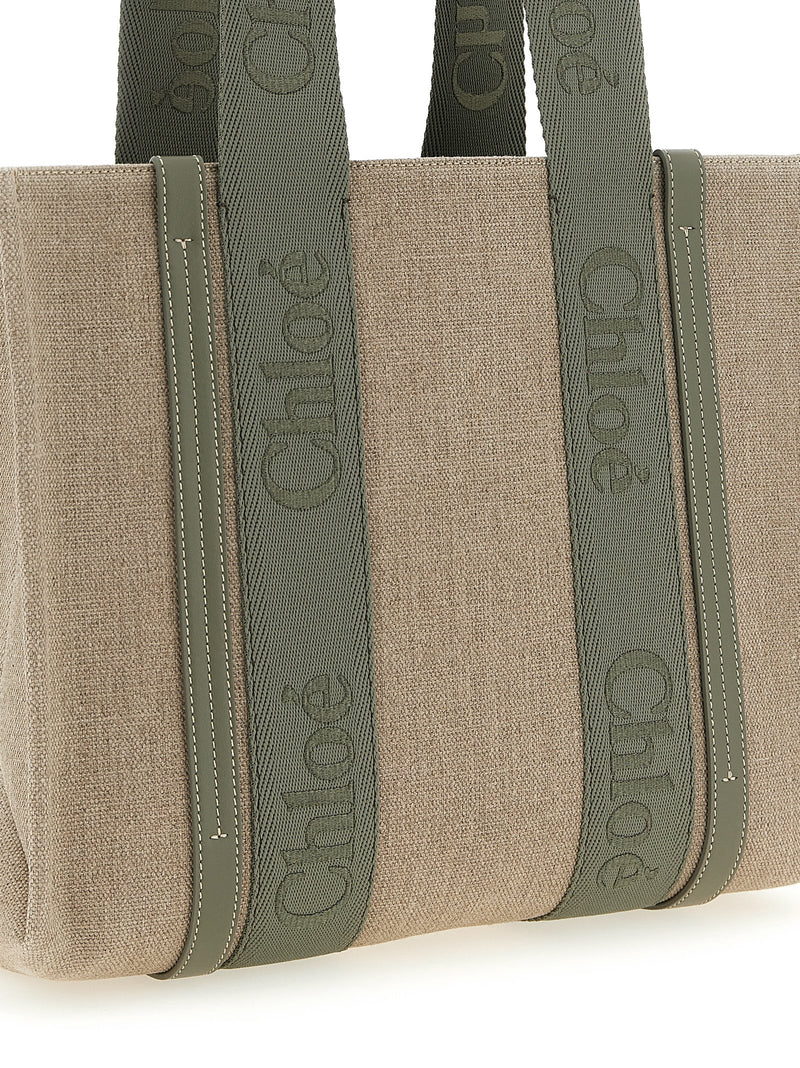Sac cabas en lin bicolore Chloé