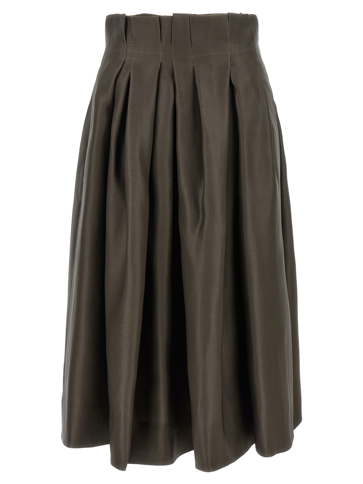 Jupe midi en soie marron Khaite