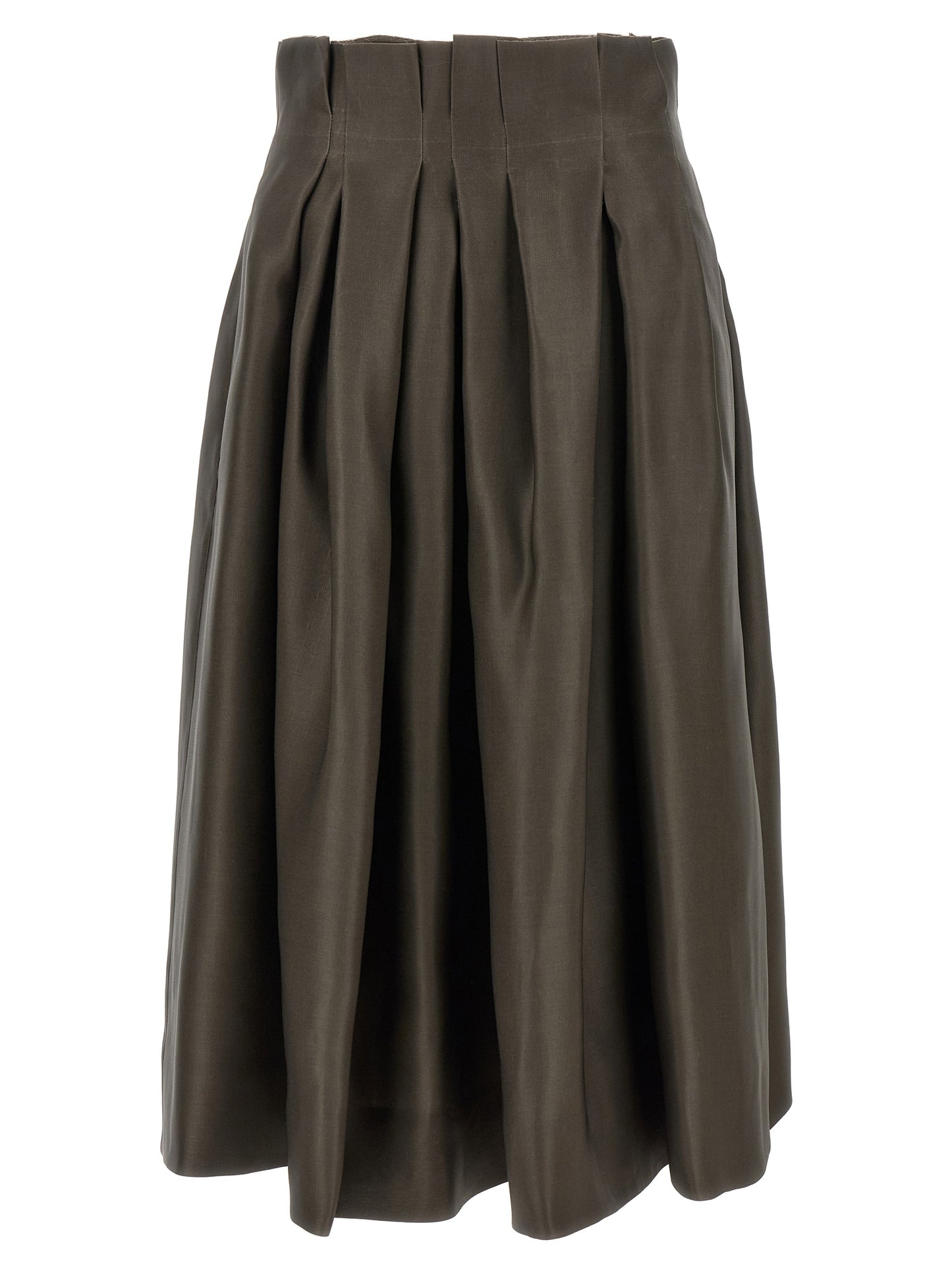 Jupe midi en soie marron Khaite