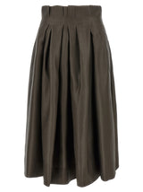 Jupe midi en soie marron Khaite