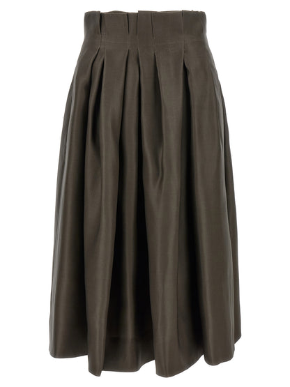 Jupe midi en soie marron Khaite