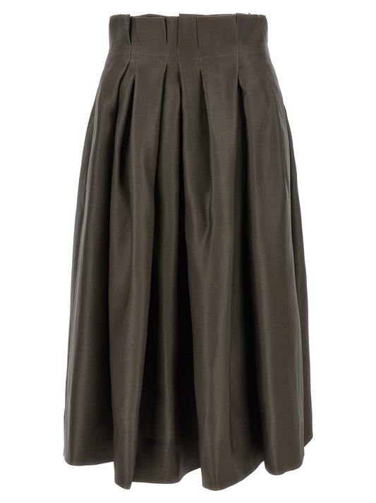 Jupe midi en soie marron Khaite