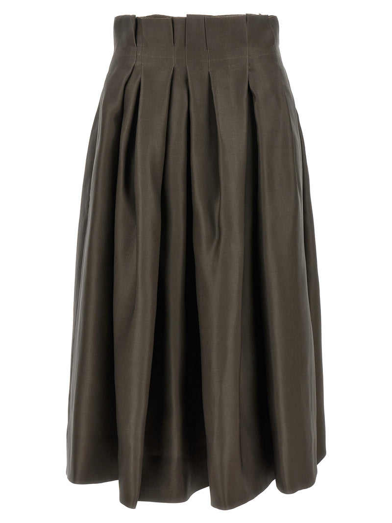 Jupe midi en soie marron Khaite