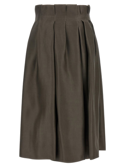 Jupe midi en soie marron Khaite