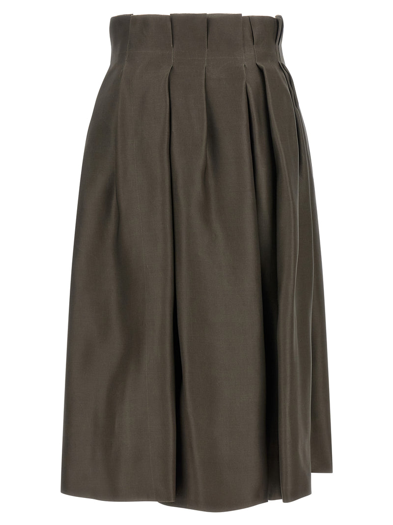 Jupe midi en soie marron Khaite