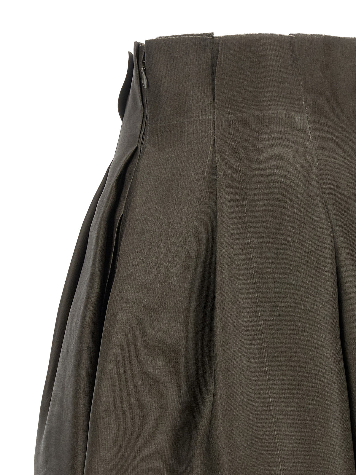 Jupe midi en soie marron Khaite