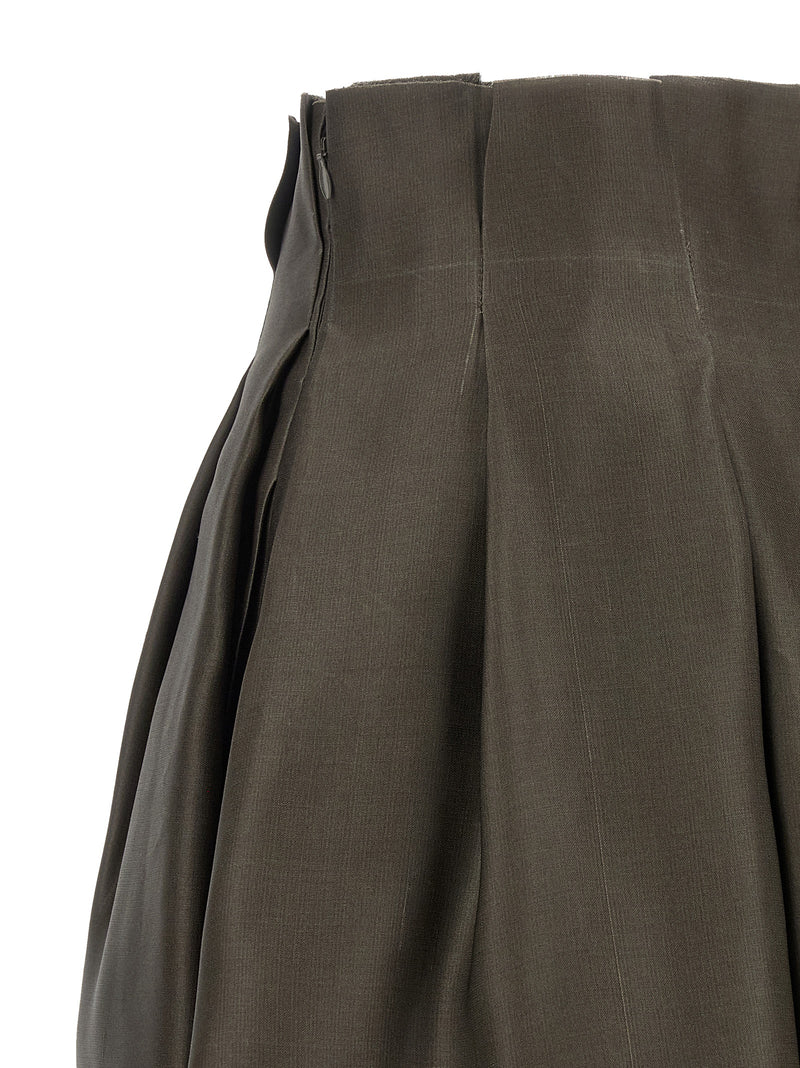 Jupe midi en soie marron Khaite