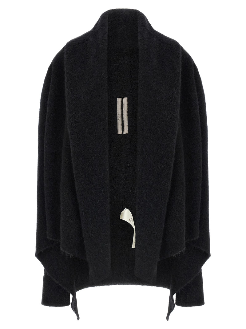 Cardigan Rick Owens en plumes de marabout noires